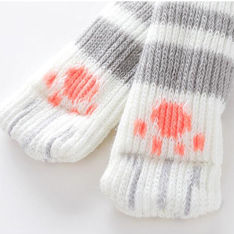 1 Vỏ Bọc Chân Ghế Hình Bàn Chân Mèo Bằng Len Dày Chống Mòn/Trượt/Trượt/Mòn Bảo Vệ Sàn Nhà