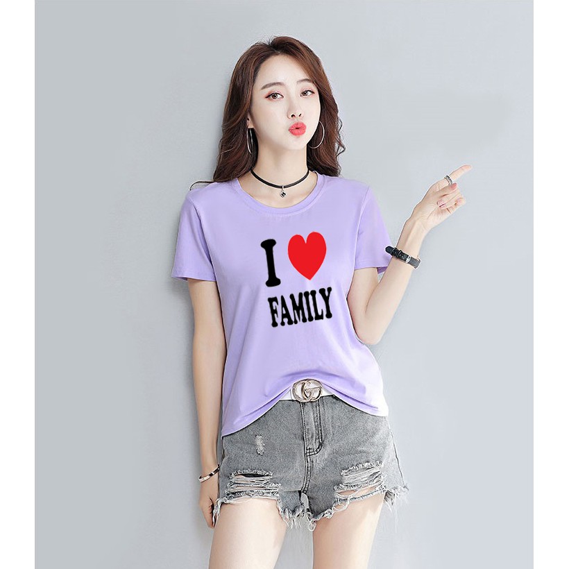 Áo thun nữ Cotton tay ngắn in chữ I love Family ATNK 1121
