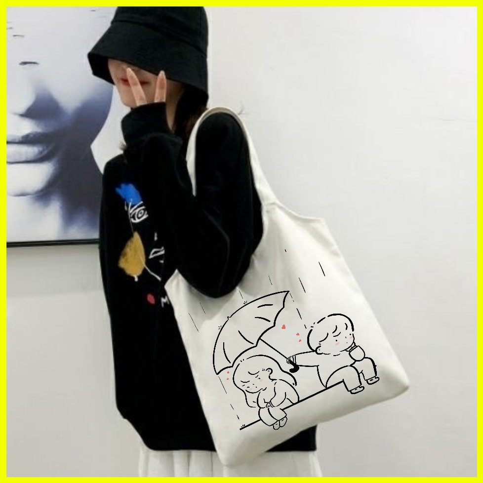 Túi tote đeo vai cute vải canvas giá rẻ đẹp đi học đi chơi TN79