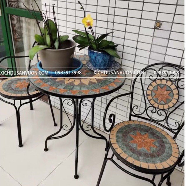 Bàn Ghế Ngoài Trời Mặt Đá Cao Cấp BG01