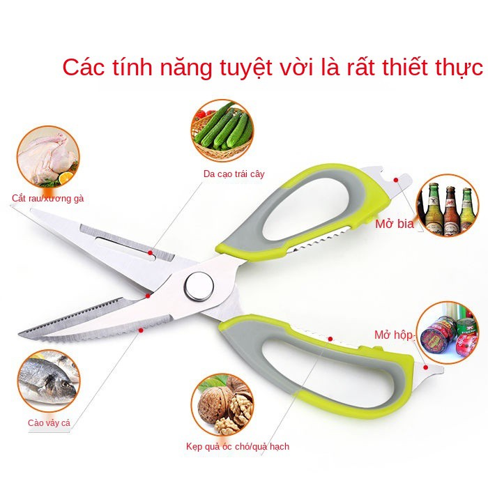 Kéo thép không gỉ của Đức, nhà bếp đa năng, gia dụng, rút xương gà mạnh mẽ, cắt năng