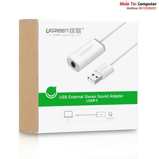 Card sound USB 2.0 to 3.5mm Mic & Loa chính hãng Ugreen 30712