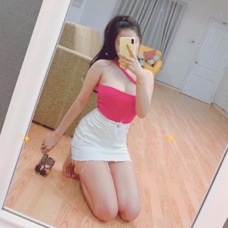 Áo ống nữ phối kiểu 1 dây vai chất vải thun Borip  HOT