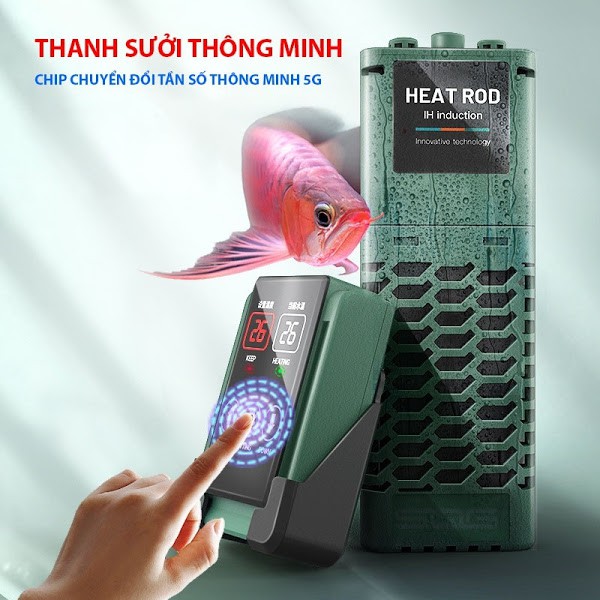 Máy sưởi bể cá rồng PTC cảm ứng IH thông minh 5G