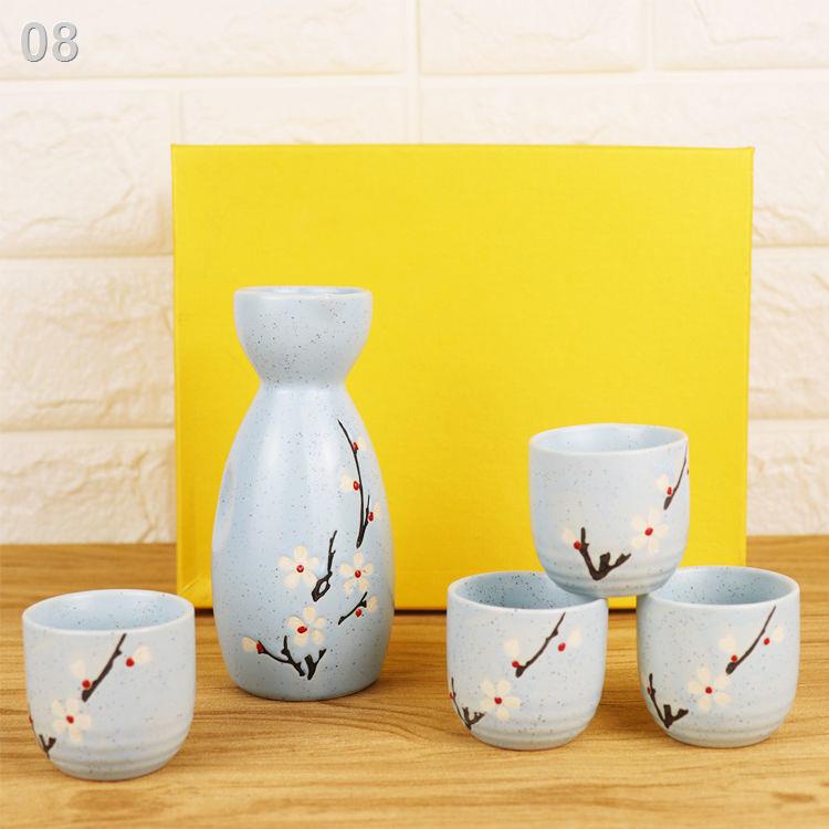 Bình rượu sake kiểu Nhật gia đình cổ điển chén nhỏ trắng nóng ấm thuỷ tinh gốm sứ