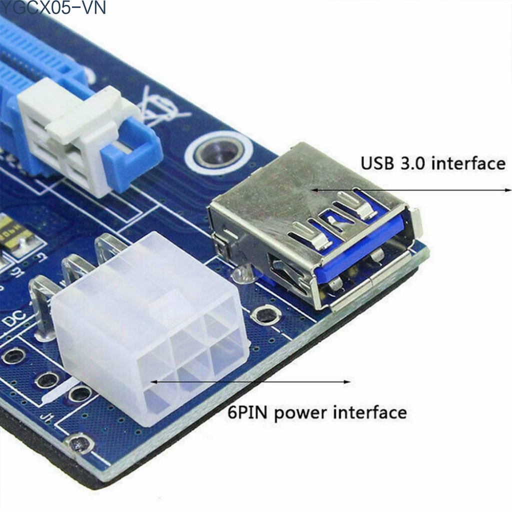 Cáp Chuyển Đổi Ver006C Pci-E 1x Sang 16x Usb 3.0 Sata 15pin Sang 6pin Cho Mining Miner | BigBuy360 - bigbuy360.vn