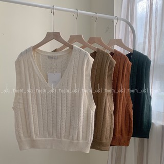 Áo gile len đan trơn cổ V Yoonilook