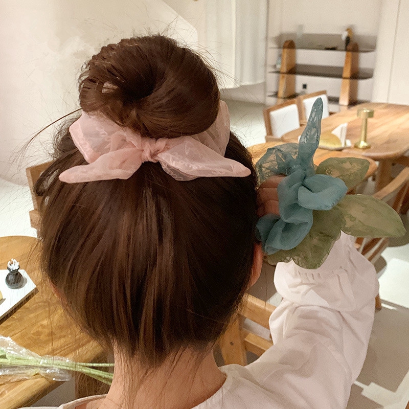 Dây buộc tóc co giãn WE FLOWER hình tai thỏ đáng yêu cho bé gái