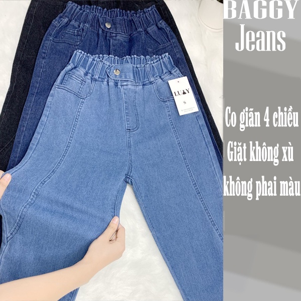 Quần jean nữ baggy quần bò cap chụn co giãn 4 chiều khắc phục eo to đủ size từ 40-8kg v291
