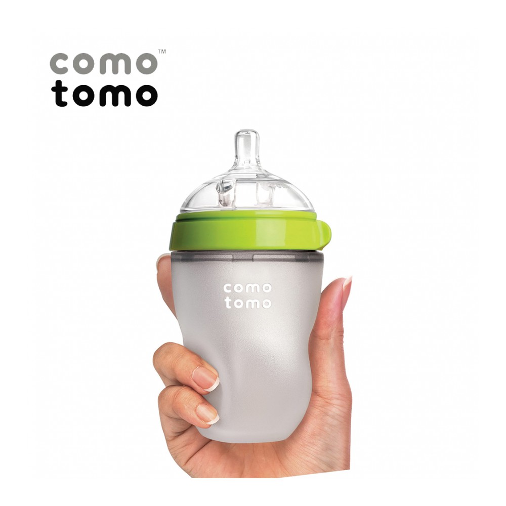 Bộ 2 bình sữa Comotomo Mỹ 250ml chất liệu silicone cao cấp, mềm mại như ti mẹ  - xanh, hồng