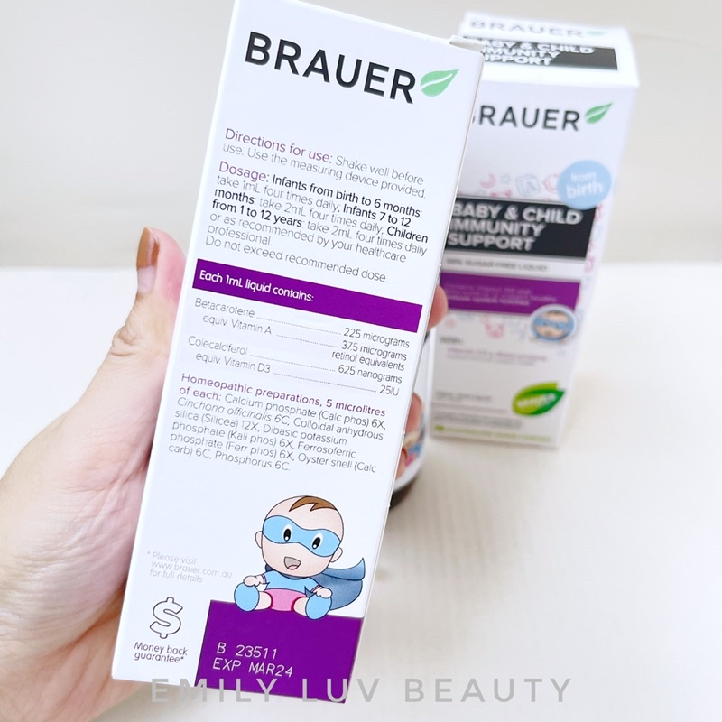Siro Brauer Immunity Support tăng đề kháng 100ml cho bé 0m+