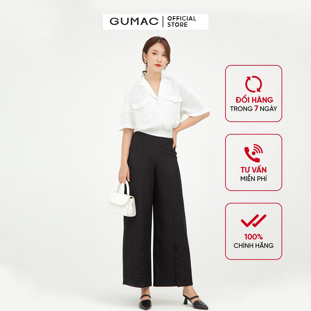 [Mã WABRGUM giảm 10% tối đa 30K đơn 99K] Áo kiểu nữ cổ danton phối túi GUMAC lai bo chun AB506