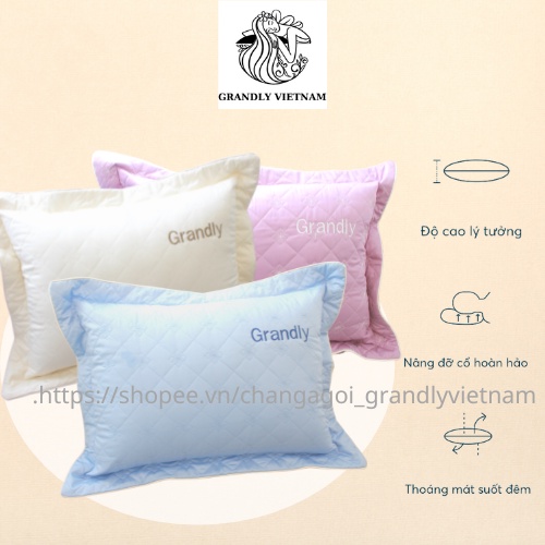 Áo gối - vỏ gối cotton cao cấp Grandly Vietnam chính hãng vải màu siêu mịn