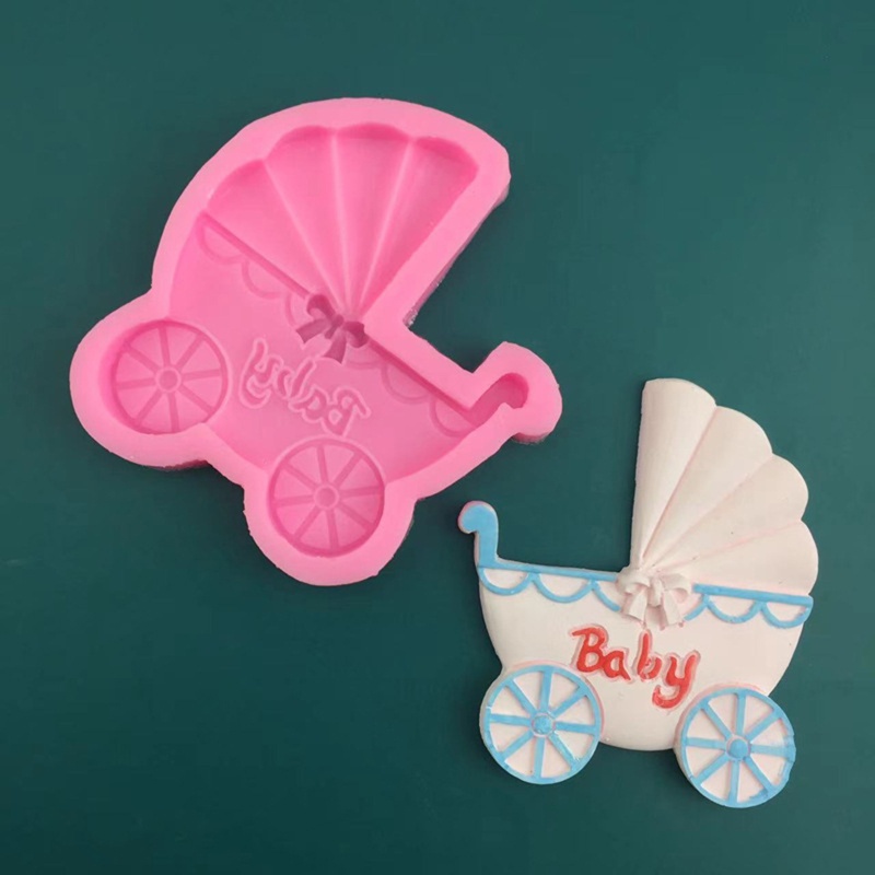 Khuôn silicone tạo hình xe đẩy em bé trang trí bánh diy