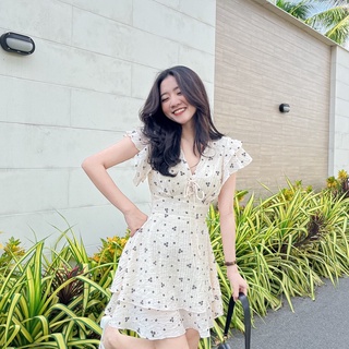 Đầm EMILY - Đầm cổ tim tay cánh tiên thắt ngực