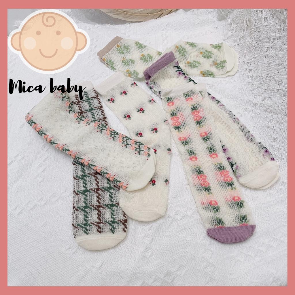 Tất lưới dài thoáng họa tiết đáng yêu cho bé Mica baby T22