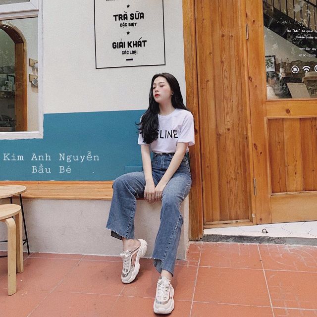 Quần jean suông vát gấu hàng QCL1