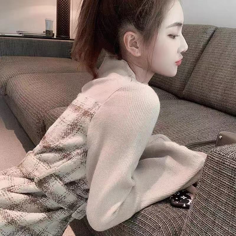 Đầm tay dài ôm eo kiểu Pháp phong cách retro 2021 mới