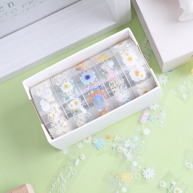 5 Cuộn băng dán washi họa tiết hoạt hình dễ thương trang trí đồ thủ công