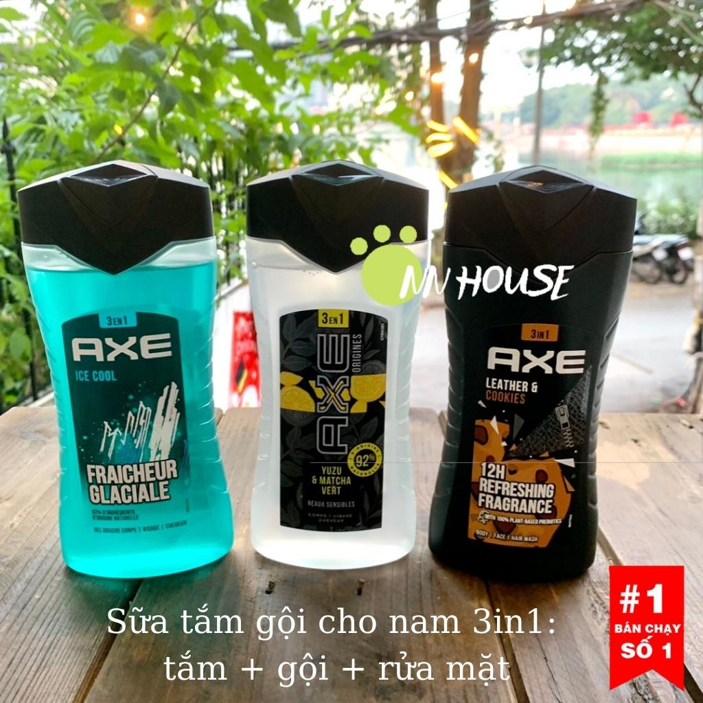 Sữa tắm gội nam Axe,dầu gội Pháp 3 in 1 nam tính,làm sạch sâu, dưỡng ẩm, tái tạo da body wash for men, chăm sóc nam giới