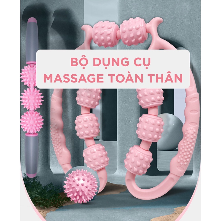 Con Lăn Massage Cao Cấp Giúp Thư Giãn 9 Bánh Tiện Lợi Dùng Tập Gym Yoga Có Thể Mở Rộng 80cm