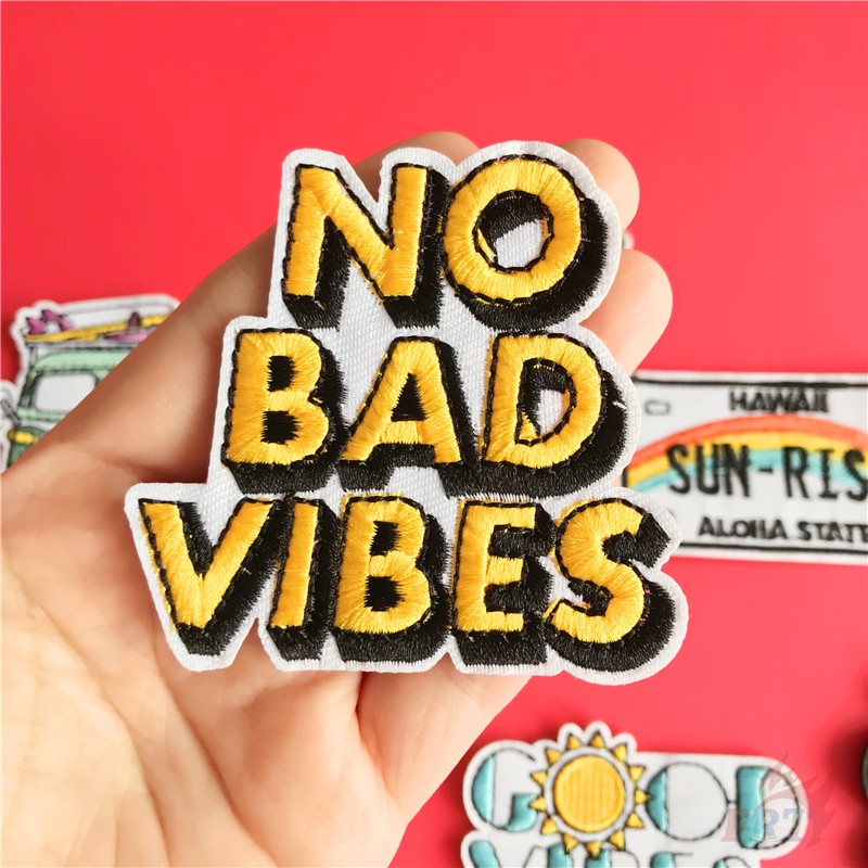 Miếng ủi thêu trang trí quần áo họa tiết Bad Vibes DIY