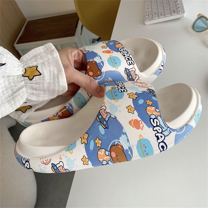 Oeggeo shop Dép Đi Trong Nhà Đế Dày In Họa Tiết Hoạt Hình Cho Nam Và Nữ