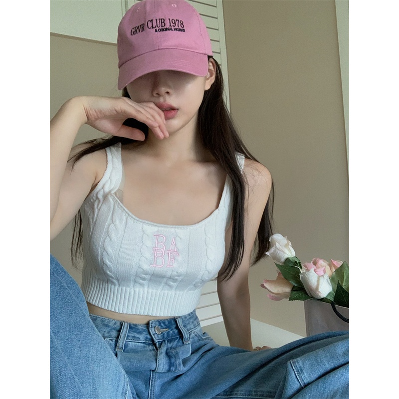 Áo Dệt Kim Hai Dây Dáng Ôm Thêu Họa Tiết Thời Trang Mùa Hè Hàn Quốc Quyến Rũ Cho Nữ