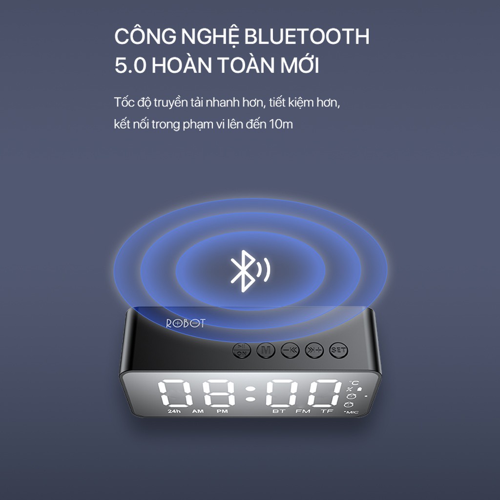 Loa Bluetooth 5.0 Chính Hãng VIVAN RB150 Màn Hình LED Kiêm Đồng Hồ Báo Thức Hỗ Trợ Nghe FM, Thẻ Nhớ