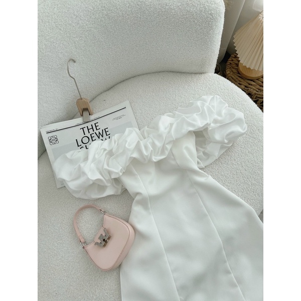 Đầm body trắng ngắn bẹt vai bèo. Thời trang đầm đi chơi dự tiệc sang trọng quý phái dạo phố sinh nhật party hotgirl tk