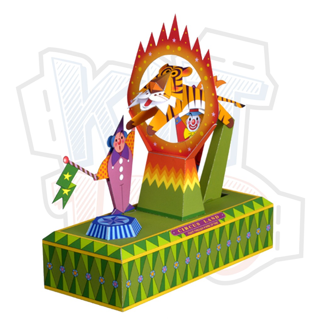 Mô hình giấy Đồ chơi chuyển động Tiger Through a Ring of Fire