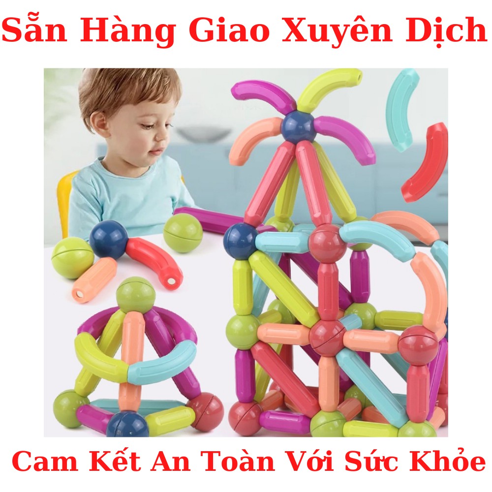 Bộ Đồ Chơi Xếp Hình Nam Châm, Xếp Hình Lego Thông Minh Cho Bé, Đồ Chơi Trẻ Em Phát Triển Trí Tuệ ( 64 Chi Tiết )