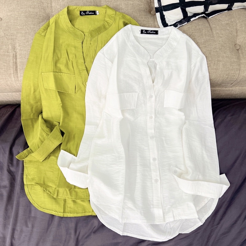 BIG SIZE - CỔ TRỤ - COTTON THÁI - ÁO SƠ MI NỮ