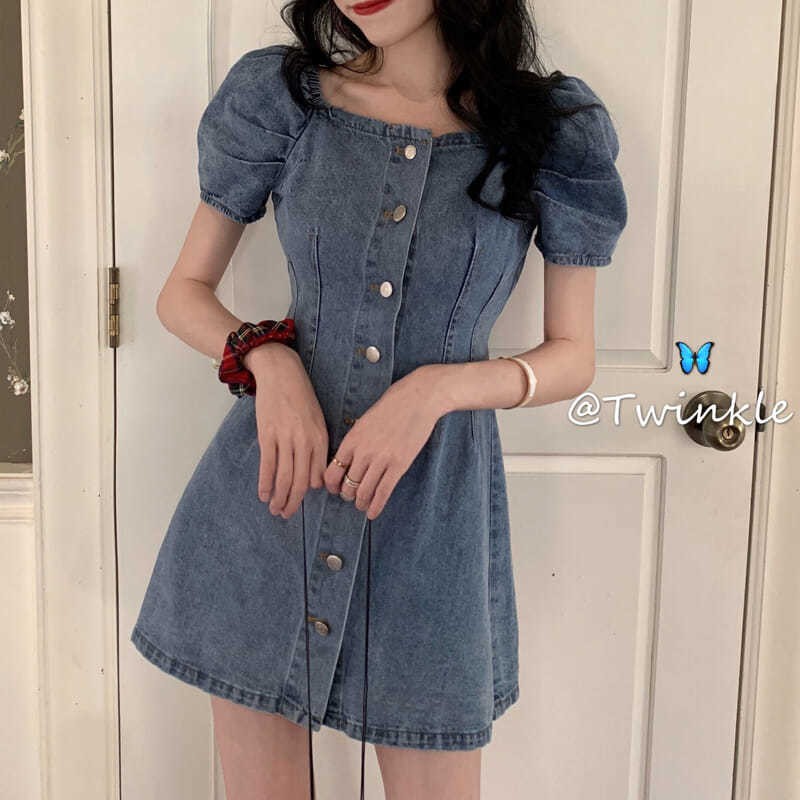 Đầm nữ Denim tay ngắn phong cách thời trang cho phái nữ