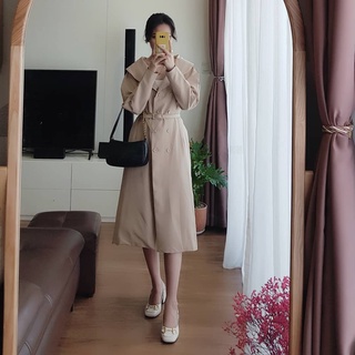 [Ảnh thật/video/sẵn] Áo khoác khaki dáng dài