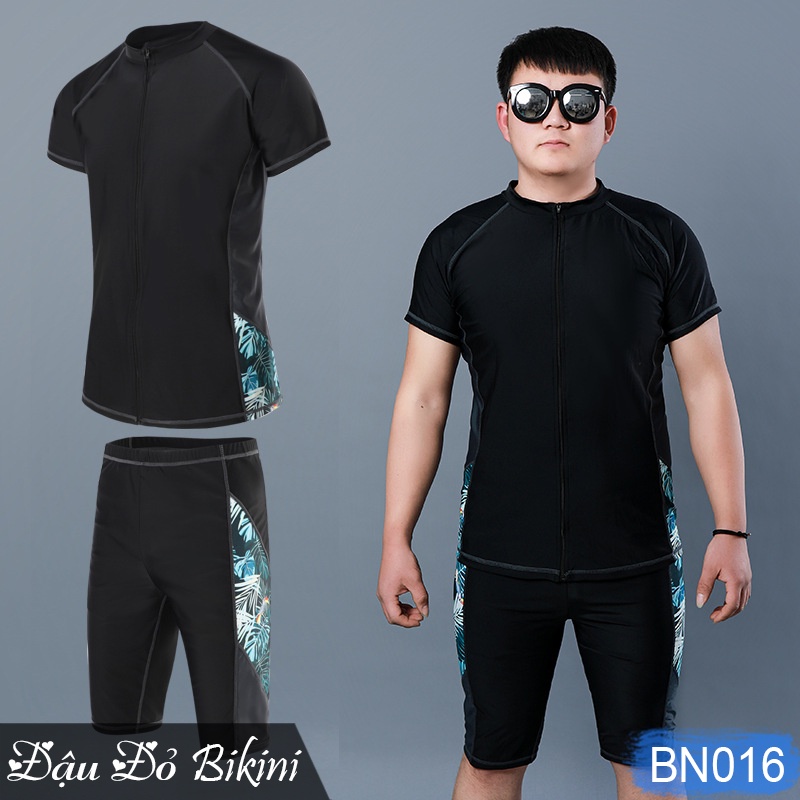 Bộ bơi nam khóa kéo size lớn, quần áo bơi bigsize cho nam giới, chất thun bơi lạnh Hàn dầy dặn, dáng thể thao | BN016