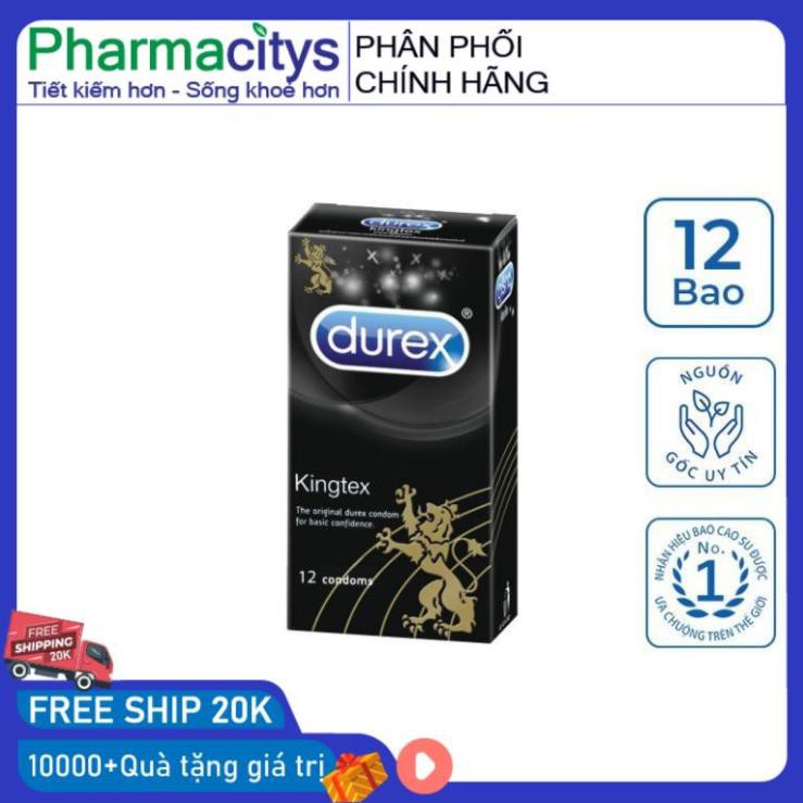 [Che Tên] [KING DUREX] Bao cao su Durex Kingtex vừa vặn với kích thước đa số đàn ông người Việt (12 bao/1 hộp bcs)