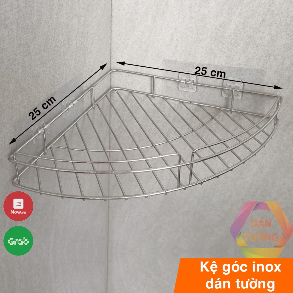 Kệ góc nhà tắm inox dán tường MDT, giá móc treo đồ nhà tắm inox 201 đựng dầu gội đầu sữa tắm đa năng - KG1