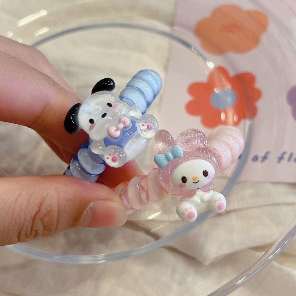 Dây Cột Tóc Scrunchies In Họa Tiết Hoạt Hình Chó Mèo Kuromi Kitty Melody Ngọt Ngào Cho Nữ