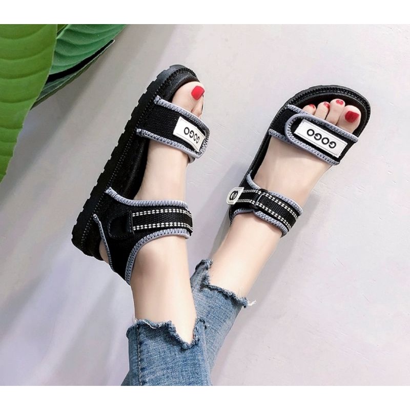 Sandal học sinh nữ quai ngang chữ gogo siêu bền đẹp mã HV15