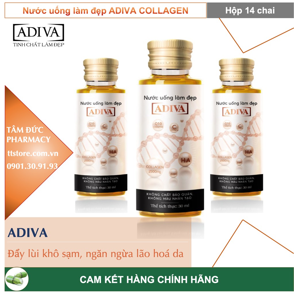 [COMBO 2 HỘP] ADIVA COLLAGEN - Nước uống colagen Adiva làm đẹp da [Hộp 14 chai]