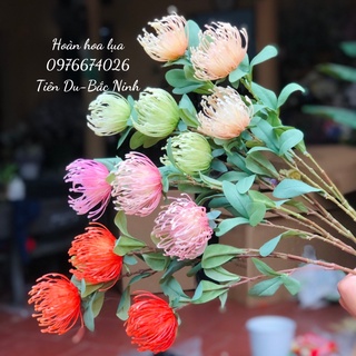 Cành cúc chỉ nhựa 3 bông, cao 80cm phù hợp trang trí mọi không gian nhà cửa