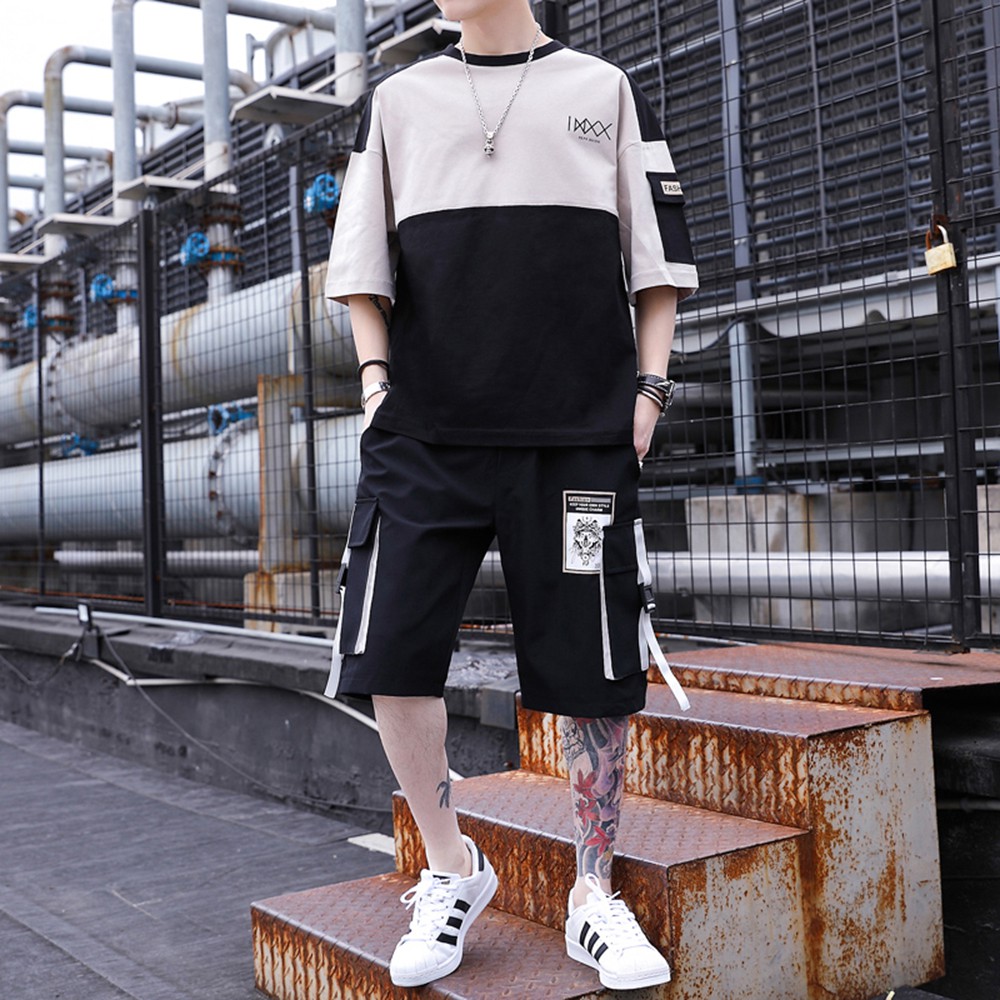 Bộ Quần Áo Thun Nam Thể Thao Ngắn Tay Cổ Tròn Phối Quần Short Túi Hộp Phối Dây MENFASHION1989 90000151 | BigBuy360 - bigbuy360.vn