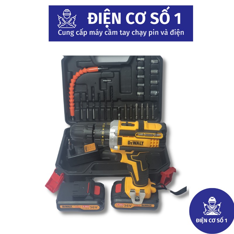 Máy khoan pin Dewalt 36V 3 Chức Năng Máy 2 PIN kèm 24 Phụ Kiện