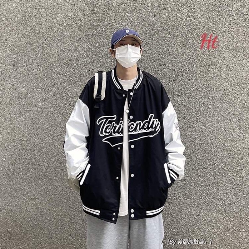 Áo khoác Nỉ bomber TORI phối tay trắng HT12