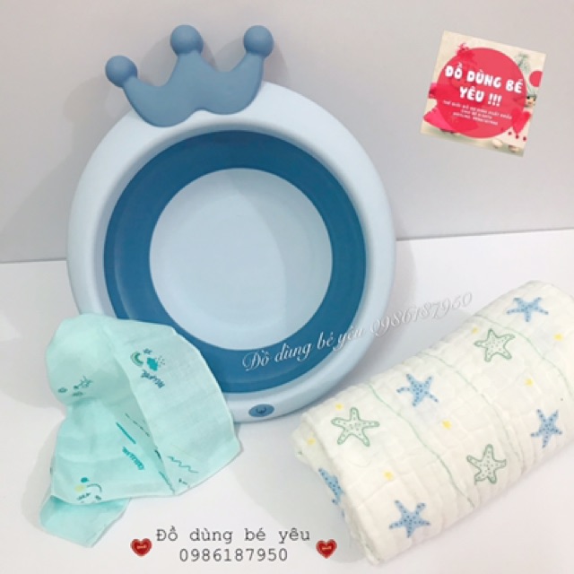 Chậu rửa gập gọn vương miện cho bé [ babyboo]