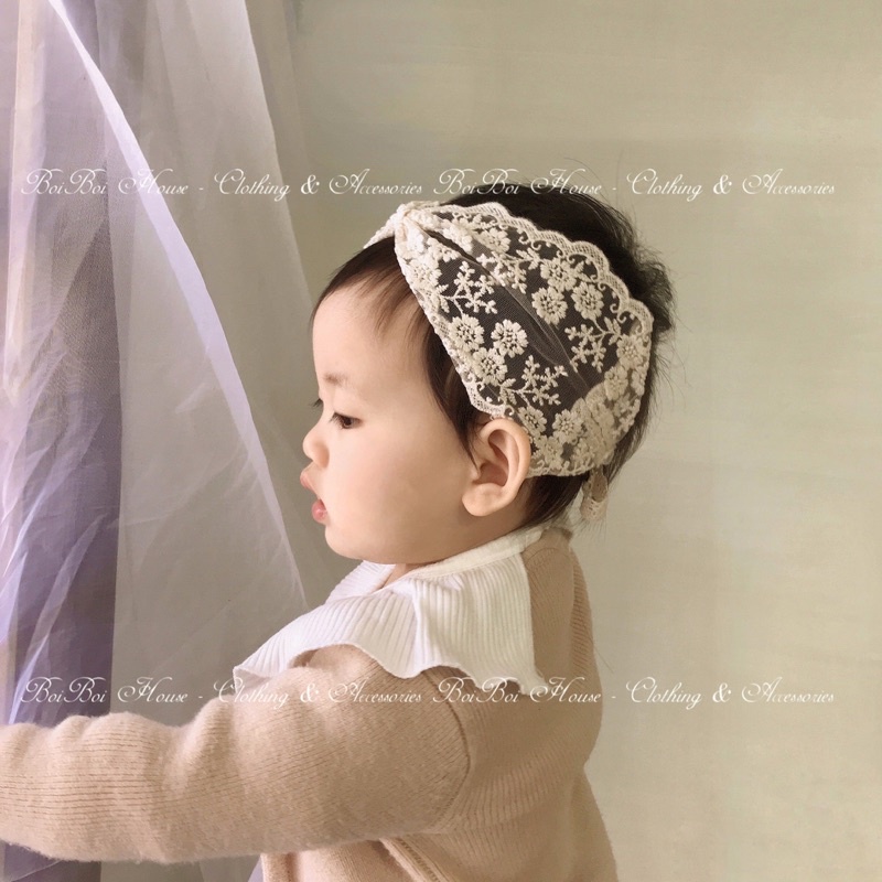 ẢNH THẬT] Turban, băng đô nơ ren cho bé thiết kế style Korea