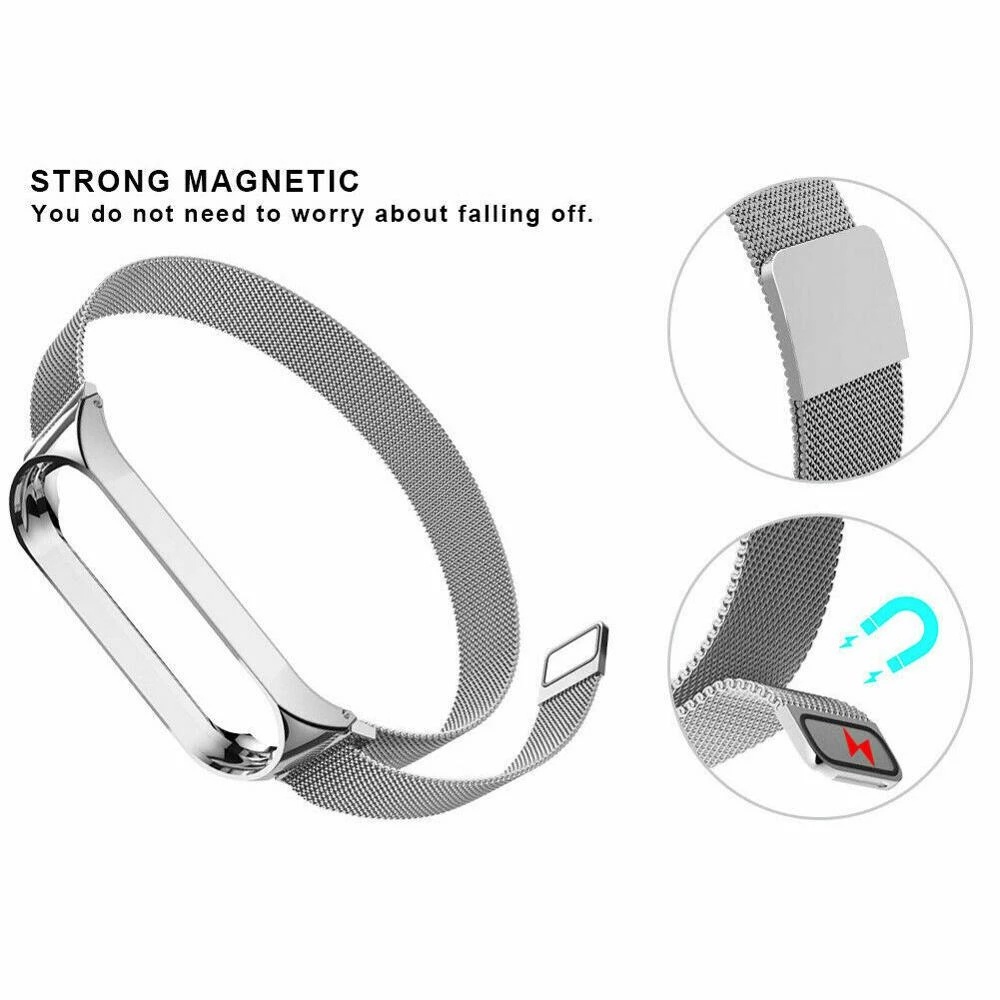 Dây đeo đồng hồ thông minh Jansin bằng kim loại nam châm thay thế cho Xiaomi mi band 7