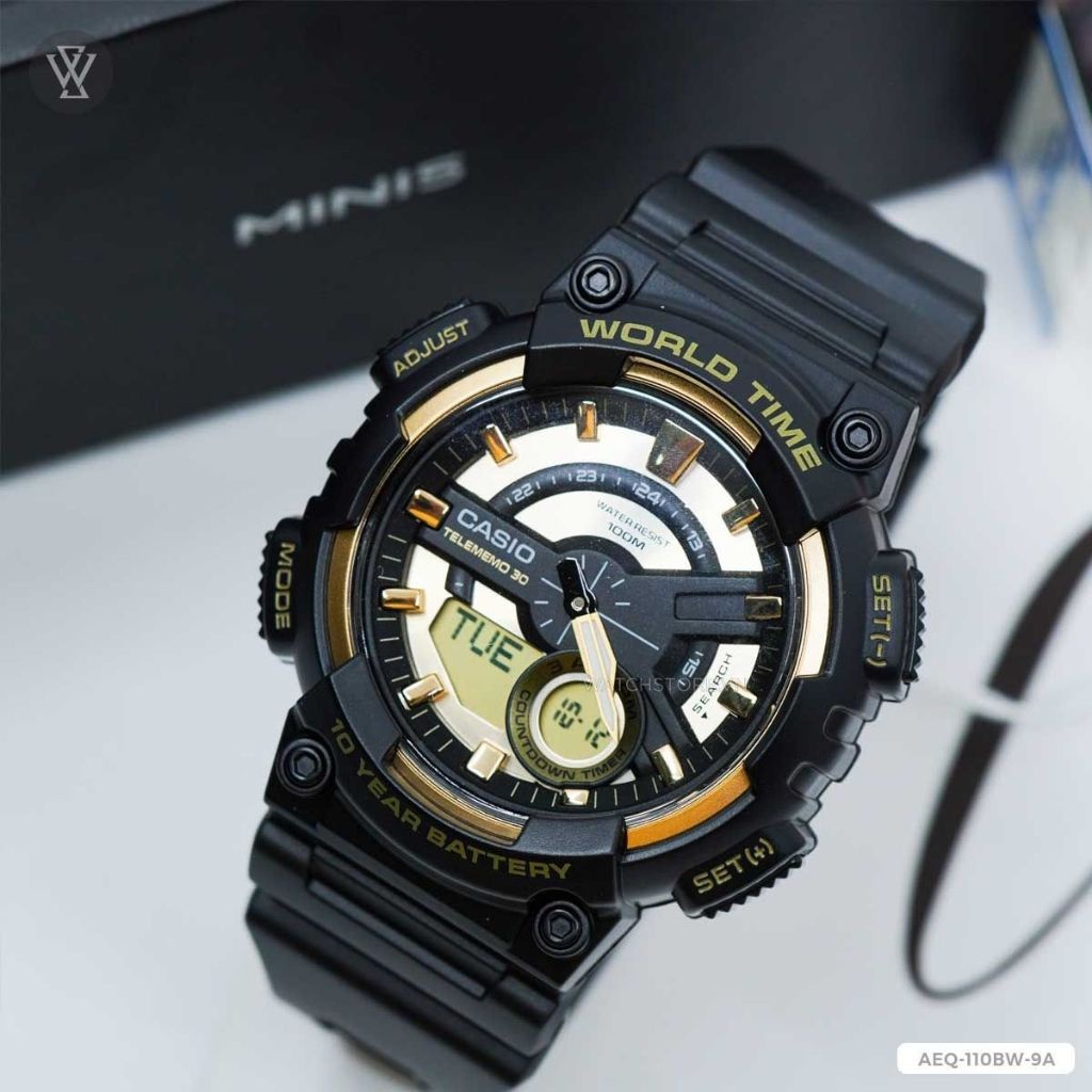 Đồng Hồ Điện Tử Nam Casio WATCHSTORE AEQ-110BW-9AVDF Thiết Kế Mặt Kính 46.6mm,Vỏ Và Dây Nhựa Bền Bỉ