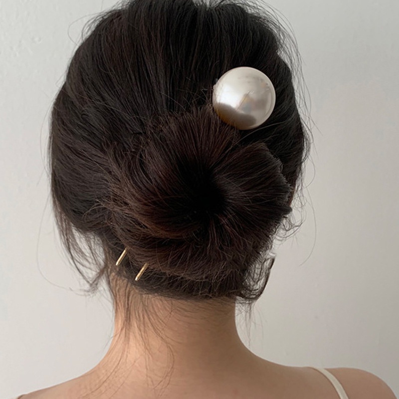 1 Trâm Cài Tóc Chữ U Đính Ngọc Trai Nhân Tạo Thời Trang